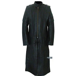 First M906 Плащ мужской кожаный удлиненный, на молнии