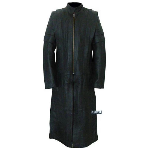 First M906 Плащ мужской кожаный удлиненный, на молнии