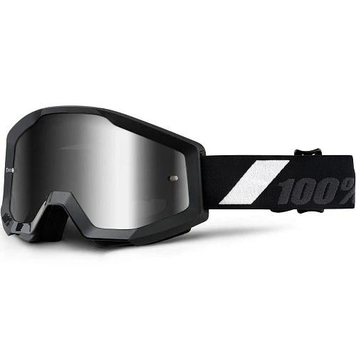 100% Strata Goliath Mirror Silver Lens мотоочки черный, серебристая зеркальная линза