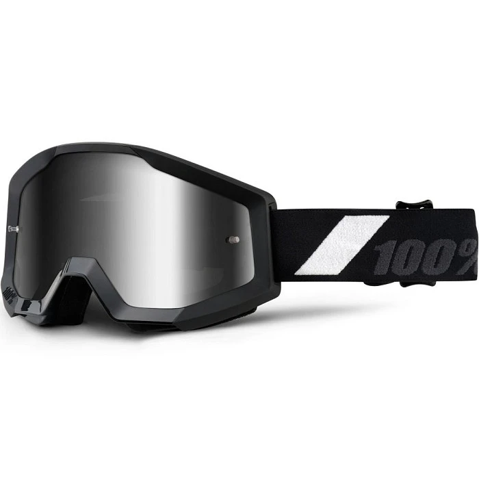 100% Strata Goliath Mirror Silver Lens мотоочки черный, серебристая зеркальная линза