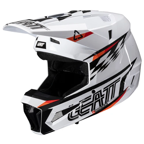 Leatt Kit Moto 3.5 Jr V25 White шлем подростковый + Vizion 2.5s мотоочки, белый