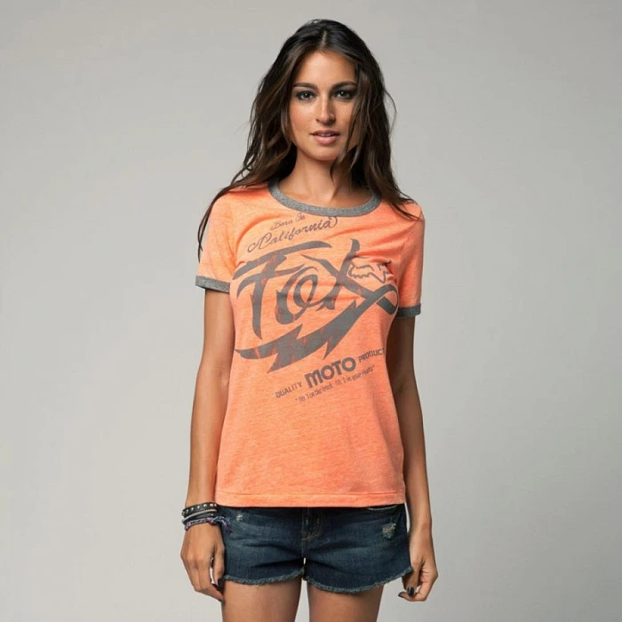 Fox Girls Winning Run Ringer Tee футболка женская, оранжевый