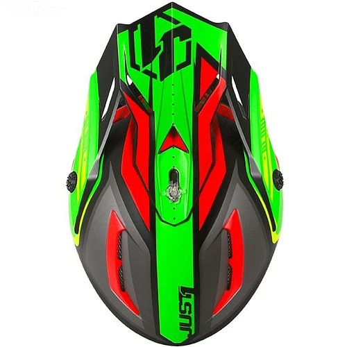 Just1 J38 Blade шлем кроссовый, красно-зелено-черный