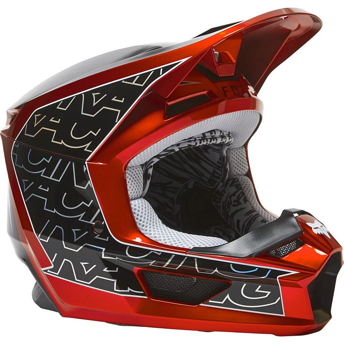 Fox Racing V1 Peril 2022 Flow Red шлем кроссовый