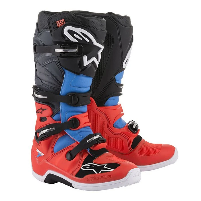 Alpinestars Tech 7 мотоботы кроссовые, красно-сине-черный
