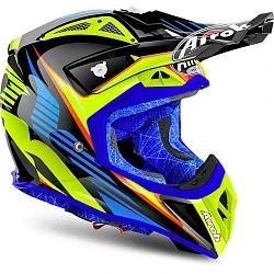 Airoh Aviator 2.2 Double Black шлем внедорожный, красно-сине-желтый