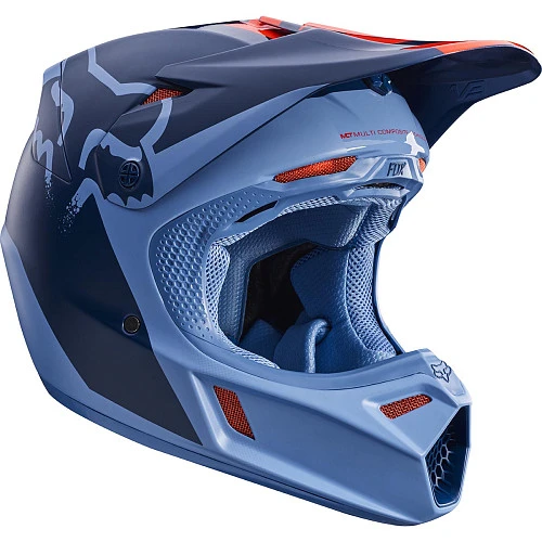 Fox Racing V3 Libra шлем кроссовый, серо-сине-оранжевый