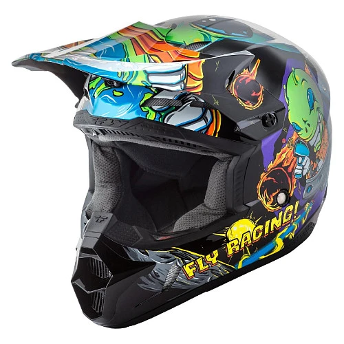 Fly Racing Kinetic Invazion Youth шлем кроссовый подростковый, зелено-черный