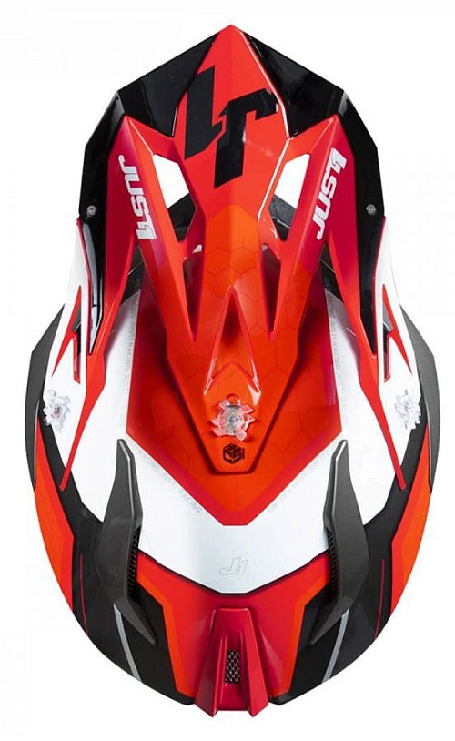 Just1 J18 Hexa White Fluo Red Black шлем кроссовый