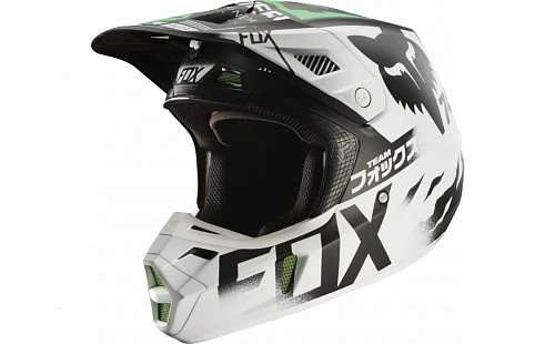 Fox Racing V2 Union SE шлем кроссовый, бело-черно-зеленый