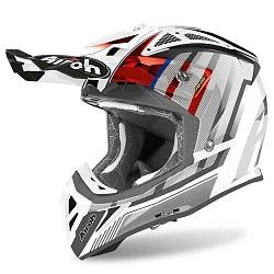 Airoh Aviator 2.3 Glow Chrome, козырек к шлему, красно-белый