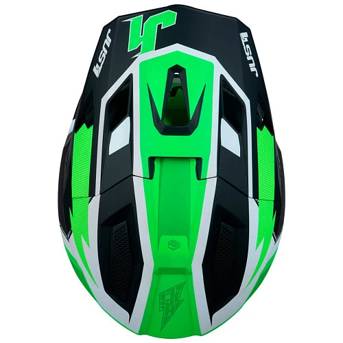 Just1 J40 Flash Fluo Green White Black шлем кроссовый, зелено-бело-черный