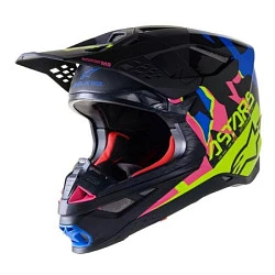 Alpinestars Supertech S-M8 Echo Black/Blue/Yellow шлем кроссовый