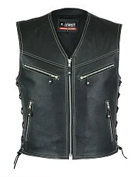 First V706 Жилет кожаный мужской на молниях, 4XL-6XL