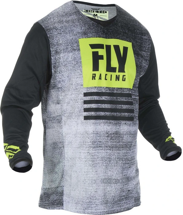 Fly Racing Kinetic Noiz джерси, черно-бело-желтый