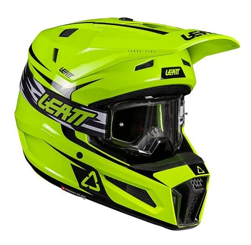 Leatt Kit Moto 3.5 Jr V26 Neon Yellow шлем подростковый + Vizion 2.5s мотоочки, желтый