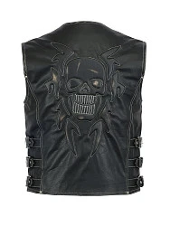 First V707 Жилет кожаный мужской с черепом