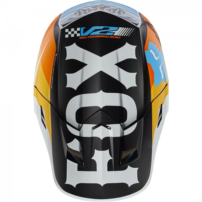 Fox Racing V2 Rohr White шлем кроссовый, бело-оранжево-голубой