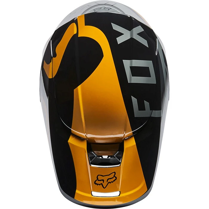 Fox Racing V1 Skew 2022 Black/Gold шлем кроссовый