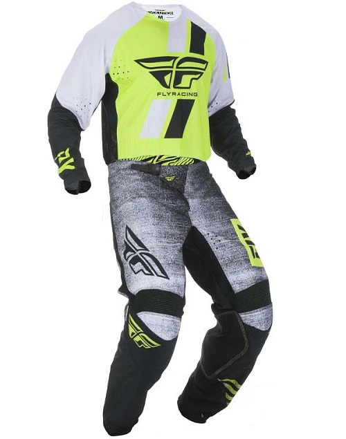 Fly Racing Kinetic Noiz/Racing Evolution DST 2019 комплект, черно-бело-желтый