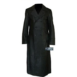 First M904 Плащ кожаный мужской удлиненный, на 6 пуговицах