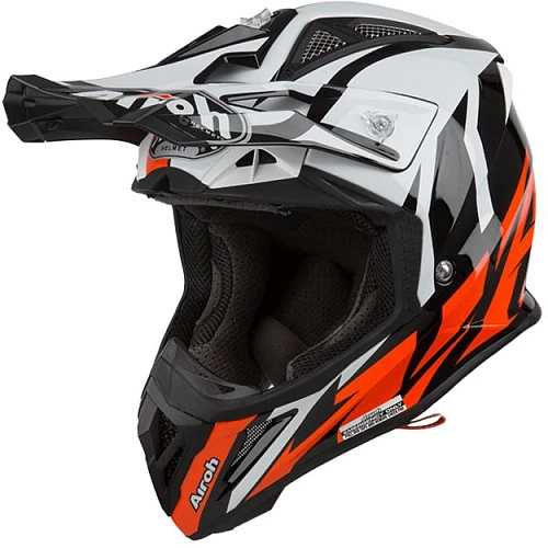 Airoh Aviator 2.3 шлем внедорожный, черно-бело-оранжевый