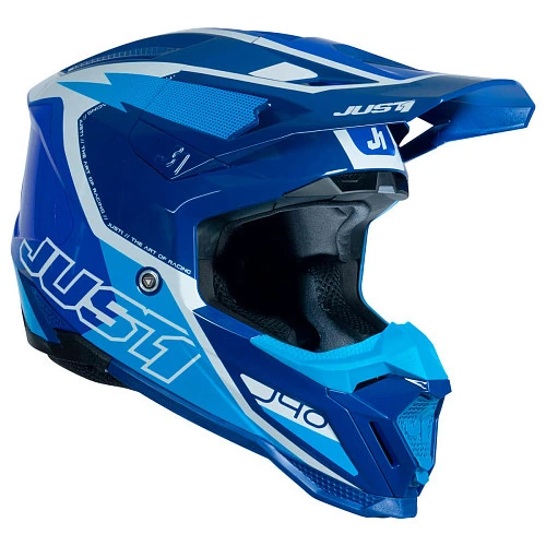 Just1 J40 Flash White Blue шлем кроссовый, бело-синий