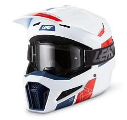 Leatt Kit Moto 3.5 V27 White шлем кроссовый + Vizion 3.5 мотоочки, белый