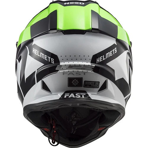 LS2 MX437 Fast Block шлем кроссовый, черно-зелено-белый