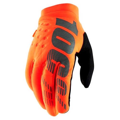 100% Brisker 2025 Fluo Orange/Black мотоперчатки, оранжево-черный