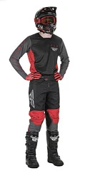 Fly Racing Kinetic K121 2021 мотоштаны, красно-серо-черный