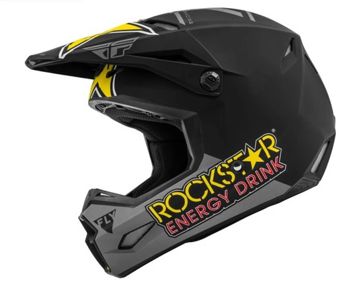 Fly Racing Kinetic Rockstar шлем кроссовый, серо-черно-желтый матовый
