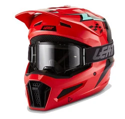 Leatt Kit Moto 3.5 Jr V27 Red шлем подростковый + Vizion 2.5s мотоочки, красный