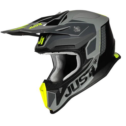 Just1 J18 Pulsar Fluo Yellow-Grey-Black Matt шлем кроссовый