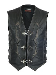 First V707 Жилет кожаный мужской с черепом