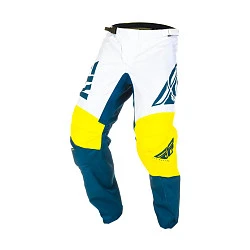 Fly Racing F-16 2019 мотоштаны подростковые, желто-бело-синий