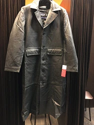 First M905 Плащ кожаный мужской удлиненный, на 3 пуговицах