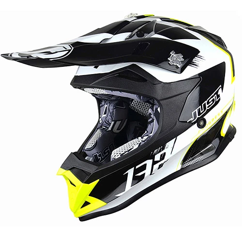 Just1 J32 PRO Kick шлем кроссовый, бело-желто-черный