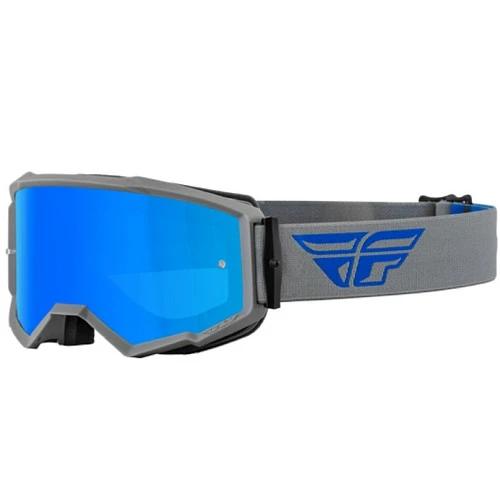 Fly Racing Zone 2022 мотоочки, серо-синий, синяя зеркальная линза