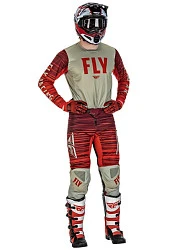 Fly Racing Kinetic Wave мотоштаны, серо-красный