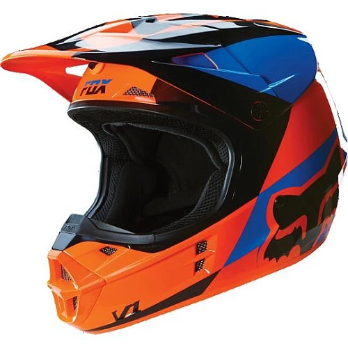 Fox Racing V1 Mako шлем кроссовый, оранжево-синий