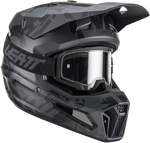 Leatt Kit Moto 3.5 Stealth шлем кроссовый + Velocity 4.5 мотоочки