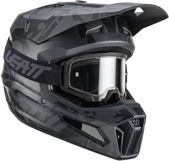 Leatt Kit Moto 3.5 Stealth шлем кроссовый + Velocity 4.5 мотоочки