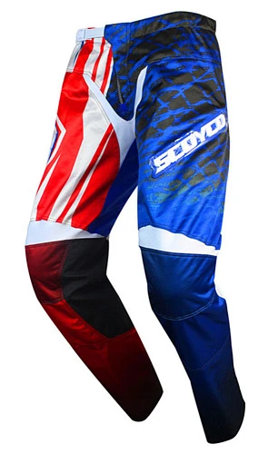 Scoyco P040 мотоштаны кросс, сине-бело-красный