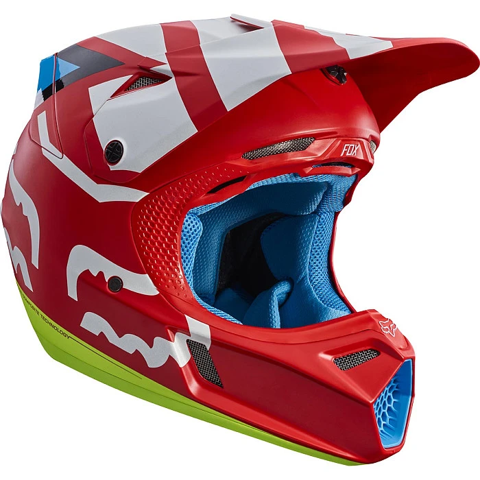 Fox Racing V3 Creo шлем кроссовый, красно-сине-желтый
