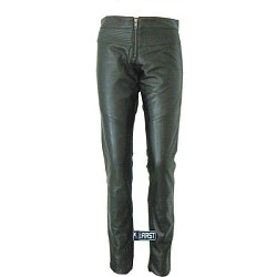 First L502 Кожаные брюки с резинкой, женские, черный