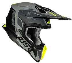Just1 J18 Pulsar Fluo Yellow-Grey-Black Matt шлем кроссовый