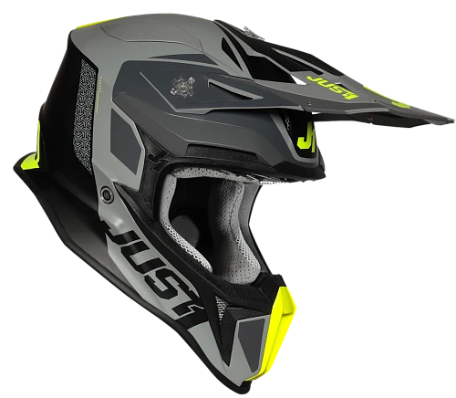 Just1 J18 Pulsar Fluo Yellow-Grey-Black Matt шлем кроссовый