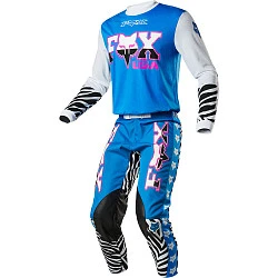 Fox Racing Retro Zebra LE мотоштаны, сине-белый