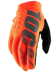 100% Brisker Fluo Orange/Black мотоперчатки, оранжево-черный